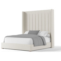 Nativa Interiors Aylet Vertical Channel Tufted Bed, Off White, King, High 87"