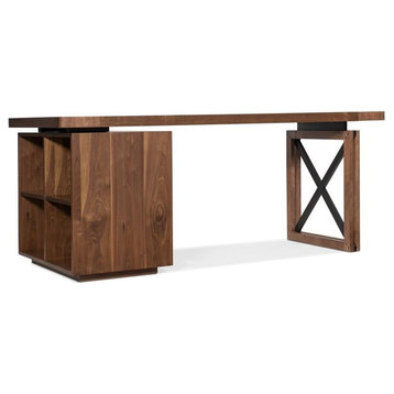 Hooker Furniture Elon 74" 4 Cubby Writing Desk in Medium Wood