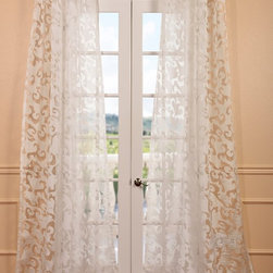 Alesandra White Patterned Sheer Curtain - Curtains
