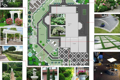 Свежая идея для дизайна: маленький регулярный сад на внутреннем дворе в стиле фьюжн с мощением клинкерной брусчаткой и забором для на участке и в саду - отличное фото интерьера