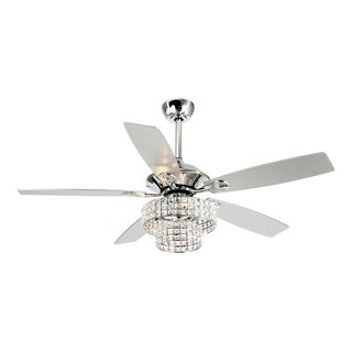 52-in Crystal Chandelier Ceiling Fan With LED Light and 5 Blades ...