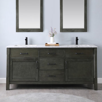 Maribella Rust Black Bathroom Vanity Set, 72", Without Mirror