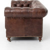 95" L Baldovi Sofa Cigar Top grain Leather Solid Ash Iron Antique Oak