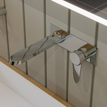 ALFI Wall Mounted Modern Bathroom Faucet, Polished Chrome