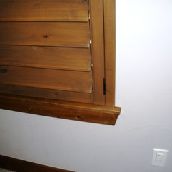 Custom Frame and Custom Color Knotty Alder Shutters - Interior Shutters