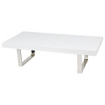 Pangea Home - Liana Coffee Table, White - Rectangular coffee table with high polished metal legs.