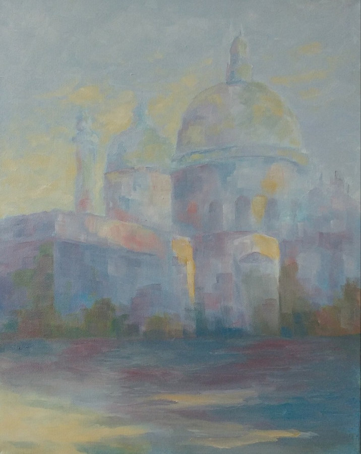 SOLD Santa Maria della Salute, Misty Morning, 20x16, framed
