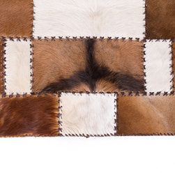 Unique Handmade Cowhide Patchwork Hallway & Stair Runner, Brown White, 6'8"x2'7" - Hall And Stair Runners