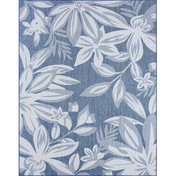 Edda Transitional Floral Indoor Rug, Blue/Cream, 4'x5'3"
