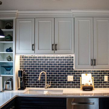 Navy and White Kitchen with Organization