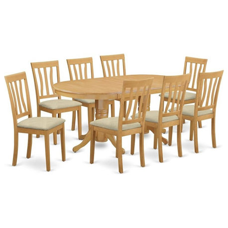 East West Furniture Vancouver 9-piece Wood Kitchen Set in Oak