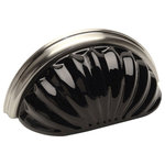 Cosmas - Cabinet Cup Pull, Satin Nickel and Black Glass - Manufacturer: Cosmas
