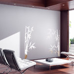 WALLTAT - Bamboo, Reflective, 35 X 36, As-Is - Bamboo Wall Decals will bring bold Asian flair to any room of the home or office.  Allow this wall decal to accent the corner window or position each side anywhere along your window or mirror.  Like nature, this bamboo appears to have grown upward towards the sun. Allow them to sprout out from the window molding, glass track, behind curtains or chairs. This thin reflective vinyl has a chrome, mirror-like finish that will show wall imperfections if not totally smooth.  Although this material is not an actual mirror, it will reflect light and colors from opposing sides of the room for a dramatic eye catching effect. Position the two pieces to fit any room. Available on Houzz in Size A in Chrome Reflective As-is Orientation. Convert your walls into interesting landscapes in minutes with WALLTAT Wall Decals. Made in the U.S.A.