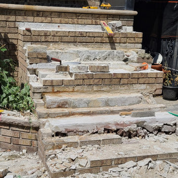 Brick Step West New York, Brick, Install Limestone Steps
