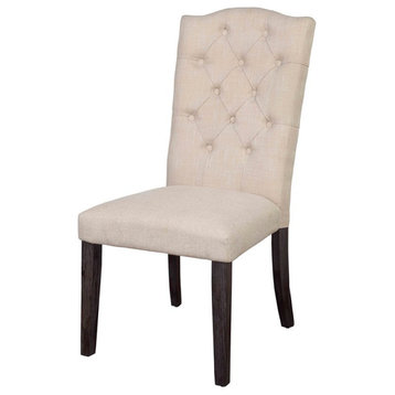 Bowery Hill Dining Side Chair in Beige and Weathered Espresso