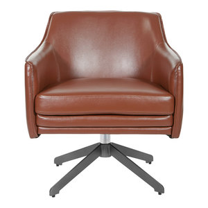 Faux Leather Guest Chair Saddle Faux Leather With Black Base