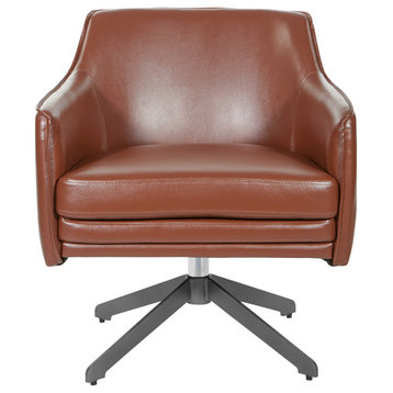 Faux Leather Guest Chair, Saddle Faux Leather With Black Base, Saddle