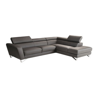 Black Top Grain Italian Leather Sectional Sofa Sofas Nicoletti Sparta Italian Leather Sectional Sofa Gray Right Facing Chaise 3 779 10