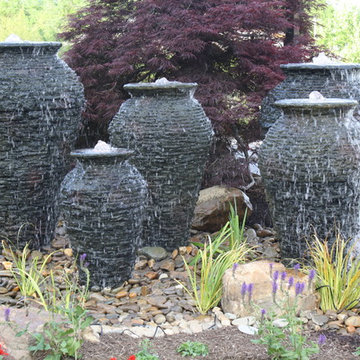 Stacked Slate Urns Pondless water feature in Oak Ridge Tennessee