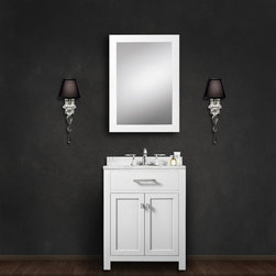 Daston White 24 inch Single Sink Bathroom Vanity Marble Countertop - Bathroom Vanities And Sink Consoles