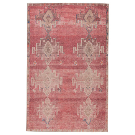 Label J Evadne KAR04 Vintage Pink and Blue Area Rug, 3'9"x6'
