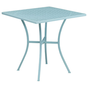 28" Steel Patio Table, Sky Blue