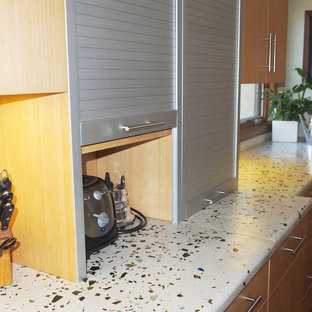 75 Beautiful Single Wall Kitchen With Recycled Glass Countertops