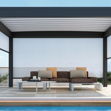 Pergola retractable fabric roof awnings