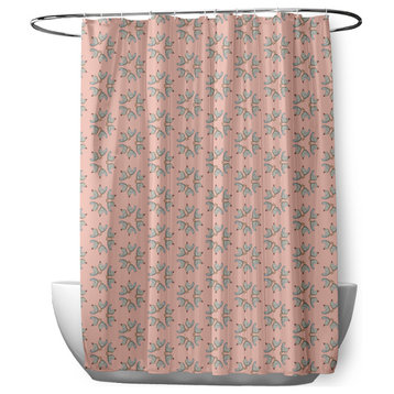 70"Wx73"L Chickens-go-round Shower Curtain, Basswood Brown, Sunwashed Red