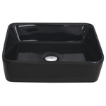 Stylish - STYLISH 18" White Rectangular Ceramic Vessel Bathroom Sink Black - P-223: