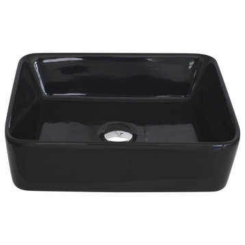 STYLISH 18" White Rectangular Ceramic Vessel Bathroom Sink Black