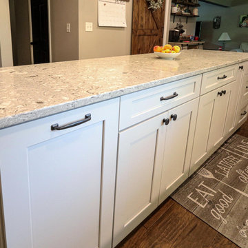 Cream Kitchen with Rushbrooke Eternia Quartz and Barn Doors