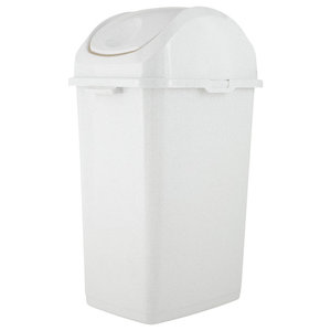 By Superio. Deluxe Wicker Style 10 Gallon Roll-top Trash can Bone Color 