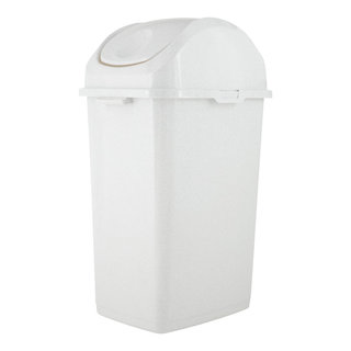 HANAMYA 8 Liter Slim Trash Can with Press Top Lid, Garbage Bin, for Home, Office, Bathroom, Black