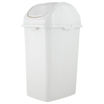 Superio Slim Trash Can with Swing Top Lid. White, 9-gallon