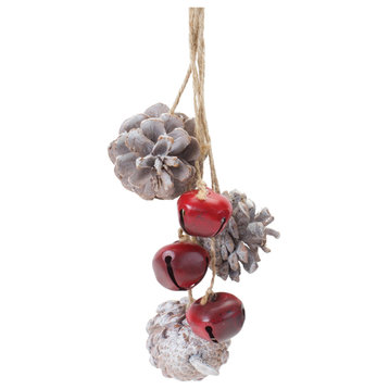 Bell and Pine Cone Drop Ornament, Set of 6