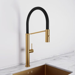 Livello Pull Out Kitchen Tap & Vello Undermount Sink In Brushed Gold - Kitchen Taps