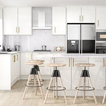 White & Indigo Blue Modern Kitchen Set | Inspired Elements | London
