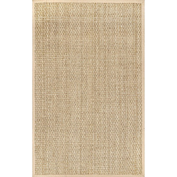 nuLOOM Hesse Checker Weave Seagrass Area Rug, Natural, 3'x5'