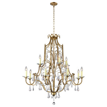 CWI LIGHTING 9836P37-12-125 12 Light Up Chandelier with Oxidized Bronze finish