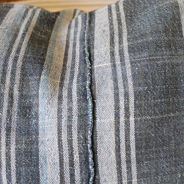 Vintage Indigo Stripe Accent Pillows with Down Insert