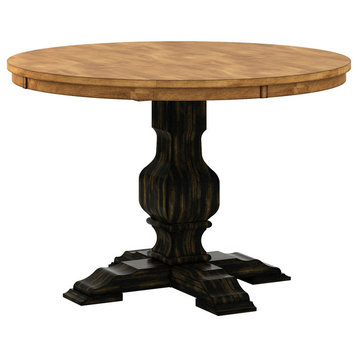 Arbor Hill Two-Tone Round Pedestal Base Dining Table, Antique Black