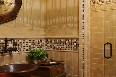Bathroom - craftsman bathroom idea in Detroit with shaker cabinets