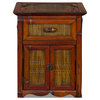Vintage Bamboo and Rattan Miniature Asian Accent Cabinet