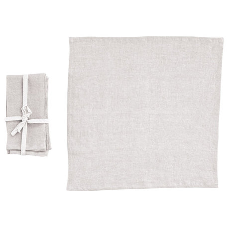 18" Square Stonewashed Linen Dinner Napkins, Olive, Set of 4, Ivory