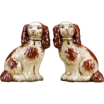 Staffordshire Reproduction Dogs, 9.5", Orange, 2-Piece Set