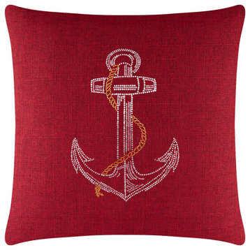 Sparkles Home Rhinestone Anchor Pillow - 20" - Red