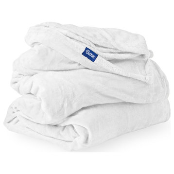 Bare Home Microplush Fleece Blanket, White, King