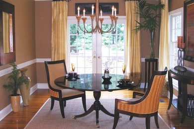 Large transitional medium tone wood floor kitchen/dining room combo photo in Other