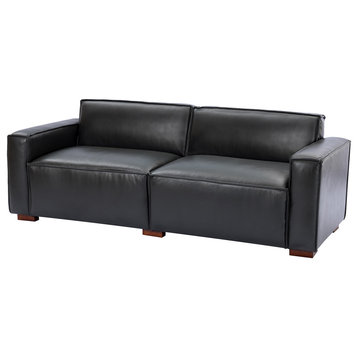 78" Genuine Leather Modular Sofa, Black